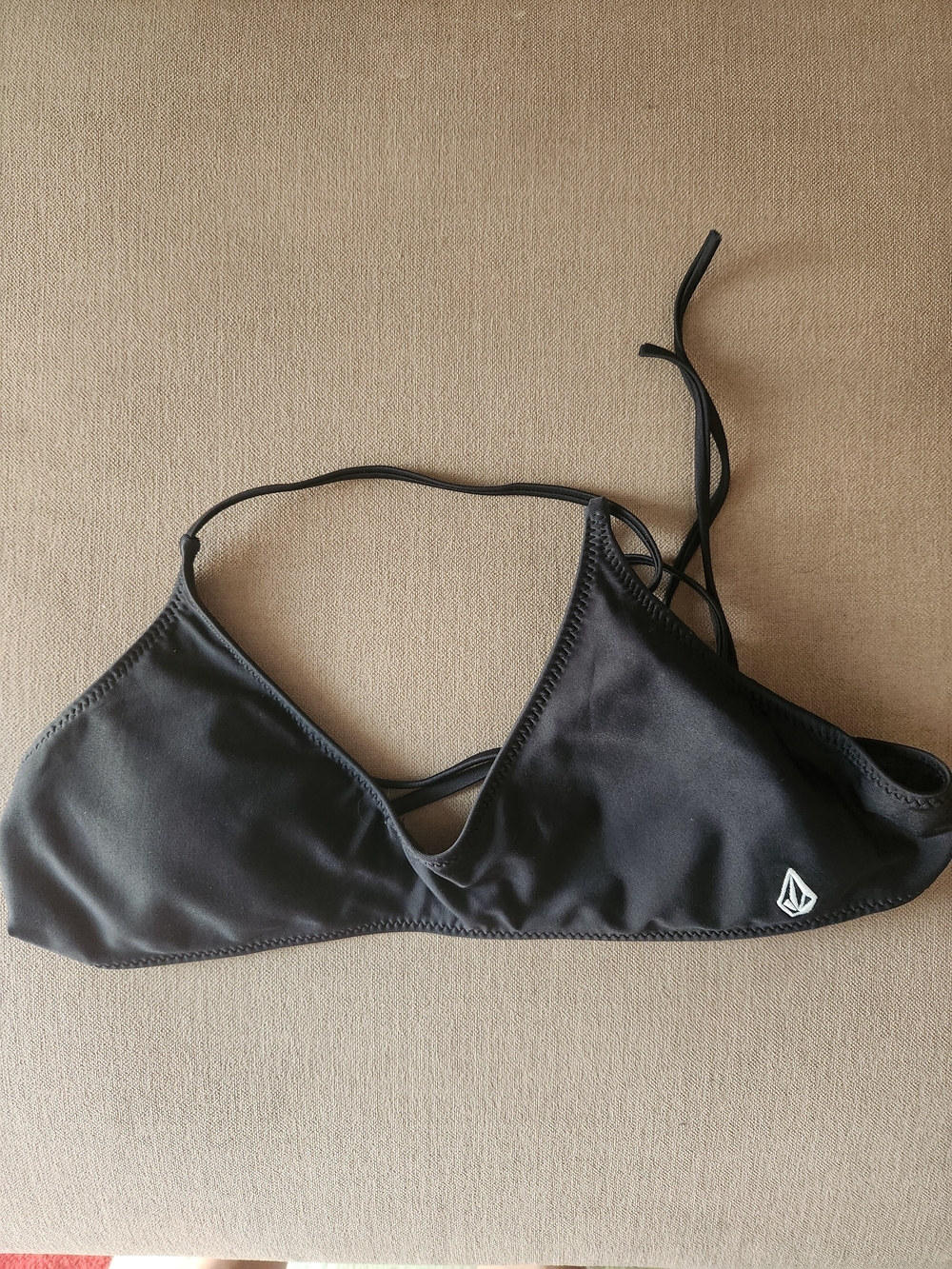 Volcom Black Triangle Bandeau Bikini Top with Logo